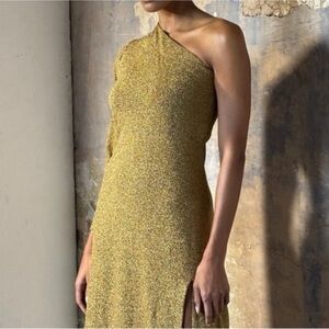 Women’s Gold Bronze Metallic Maxi Dress